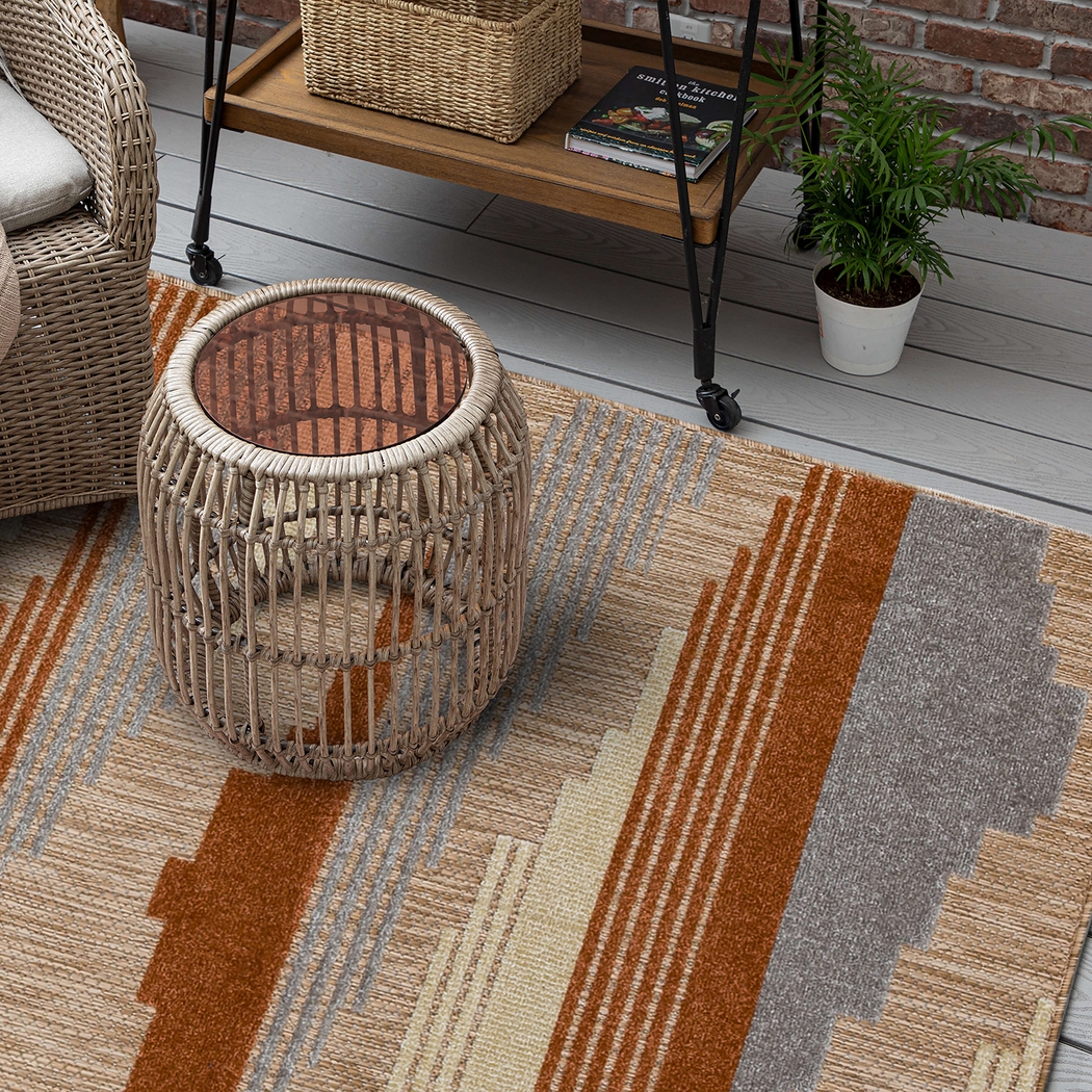 Derose Bay Rust 7'10 x 10' Indoor/Outdoor Rug - Thumbnail - Image 2