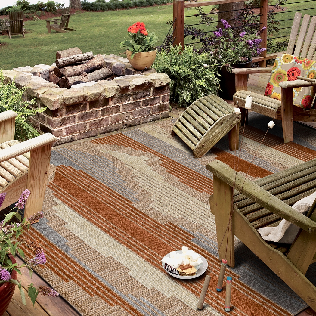 Derose Bay Rust 7'10 x 10' Indoor/Outdoor Rug - Thumbnail - Image 3