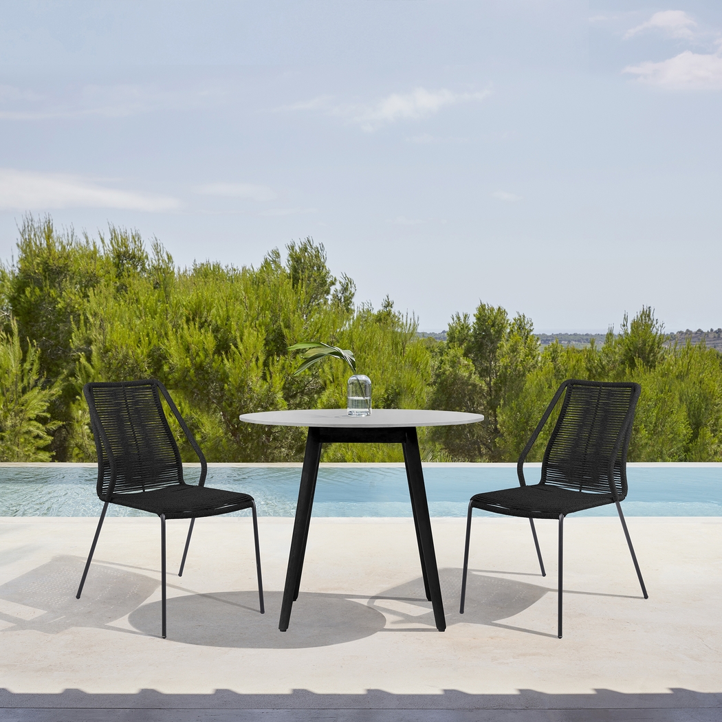Derussey Black 3 PC Outdoor Dining Set - Thumbnail - Image 2