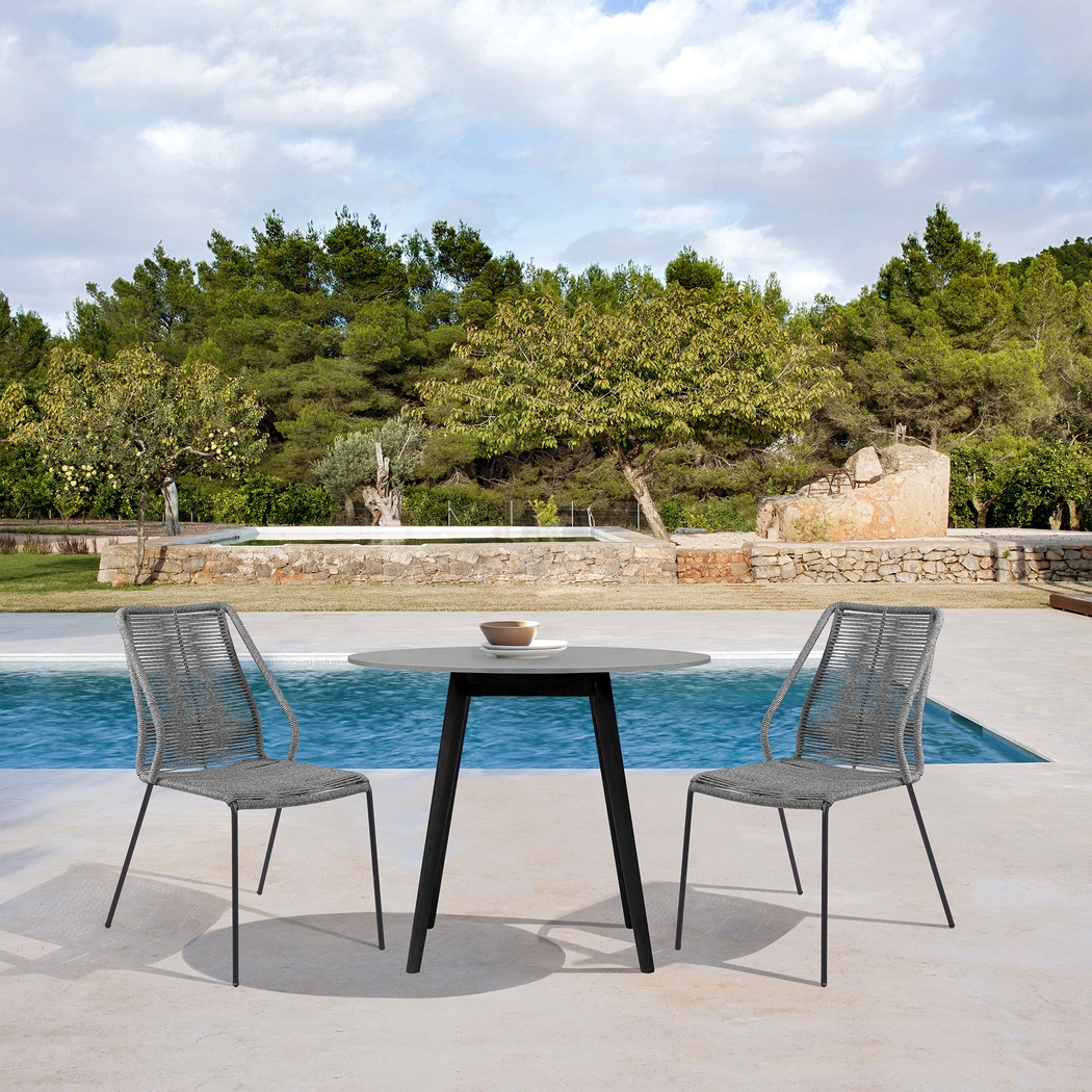 Derussey Black 3 PC Outdoor Dining Set - Thumbnail - Image 2