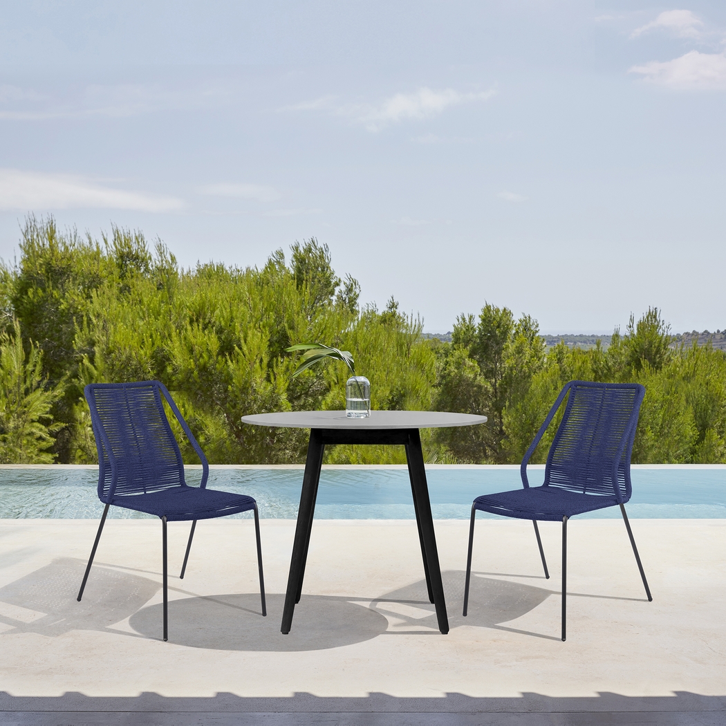 Derussey Blue 3 PC Outdoor Dining Set - Thumbnail - Image 2