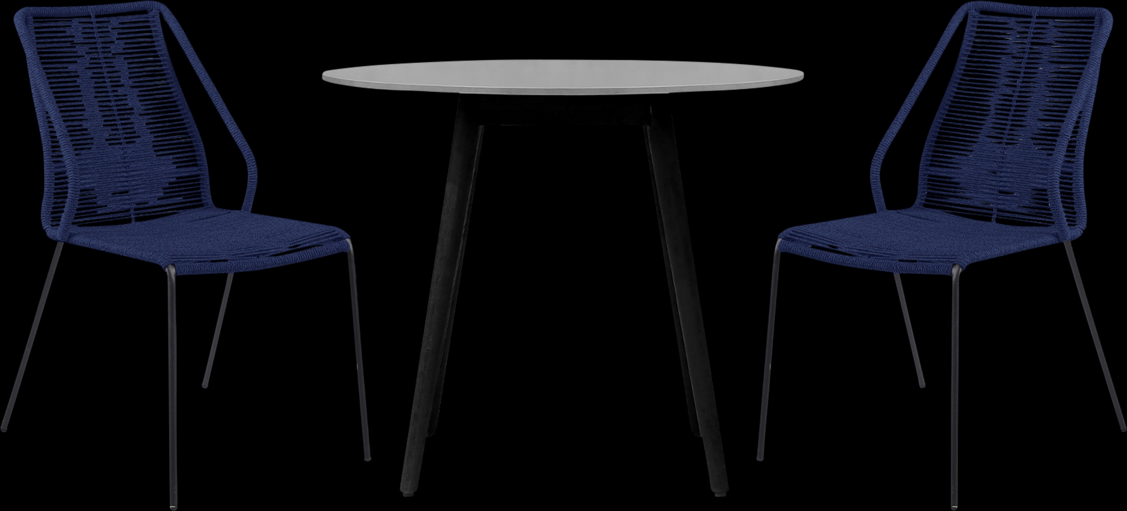 Derussey Blue 3 PC Outdoor Dining Set - Thumbnail - Image 1