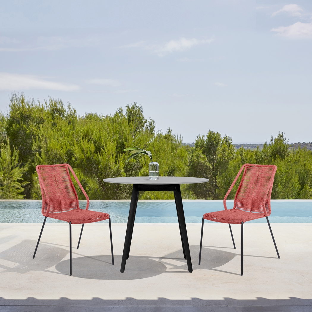 Derussey Red 3 PC Outdoor Dining Set - Thumbnail - Image 2