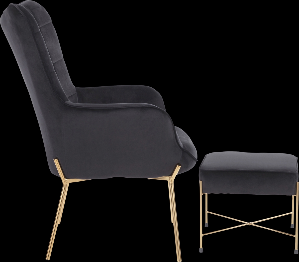 Desmare Black Accent Chair and Ottoman - Thumbnail - Image 2