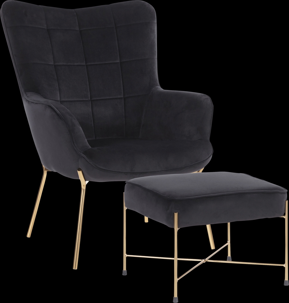 Desmare Black Accent Chair and Ottoman - Thumbnail - Image 1
