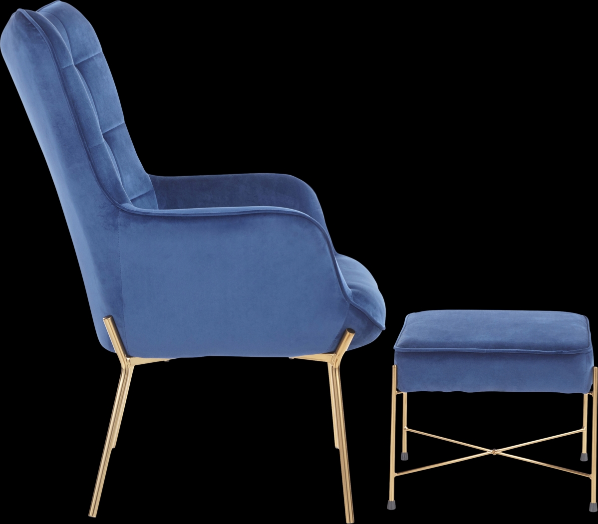 Desmare Blue Accent Chair and Ottoman - Thumbnail - Image 2