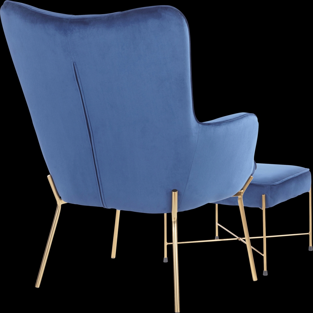 Desmare Blue Accent Chair and Ottoman - Thumbnail - Image 3