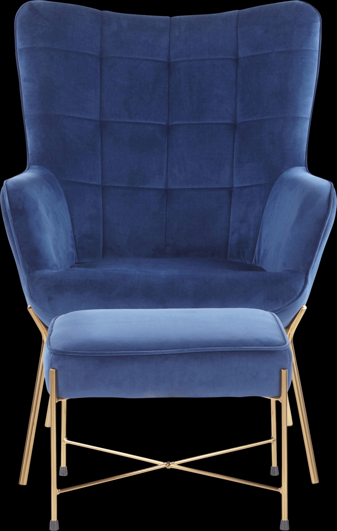 Desmare Blue Accent Chair and Ottoman - Thumbnail - Image 5