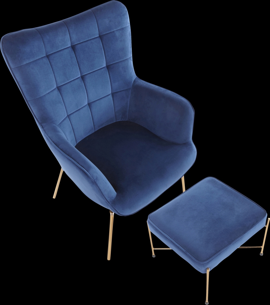 Desmare Blue Accent Chair and Ottoman - Thumbnail - Image 6