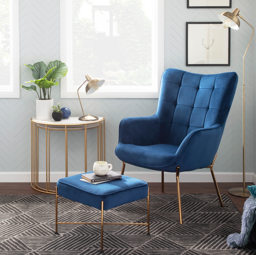 Desmare Blue Accent Chair and Ottoman - Thumbnail - Image 8