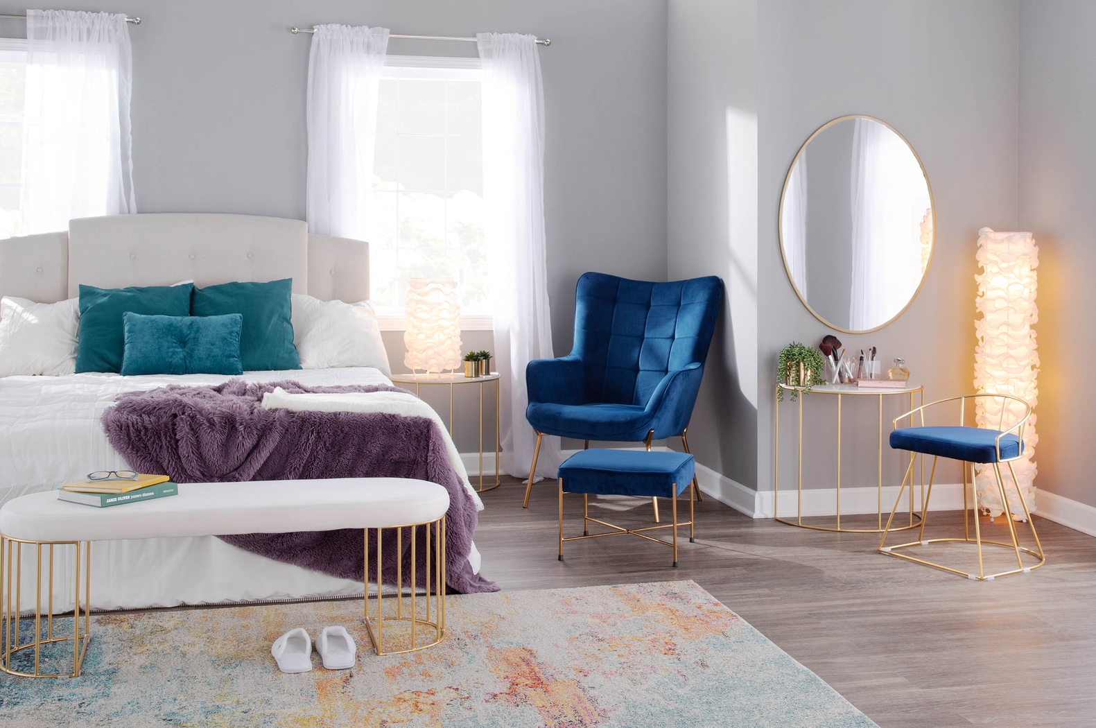 Desmare Blue Accent Chair and Ottoman - Thumbnail - Image 9