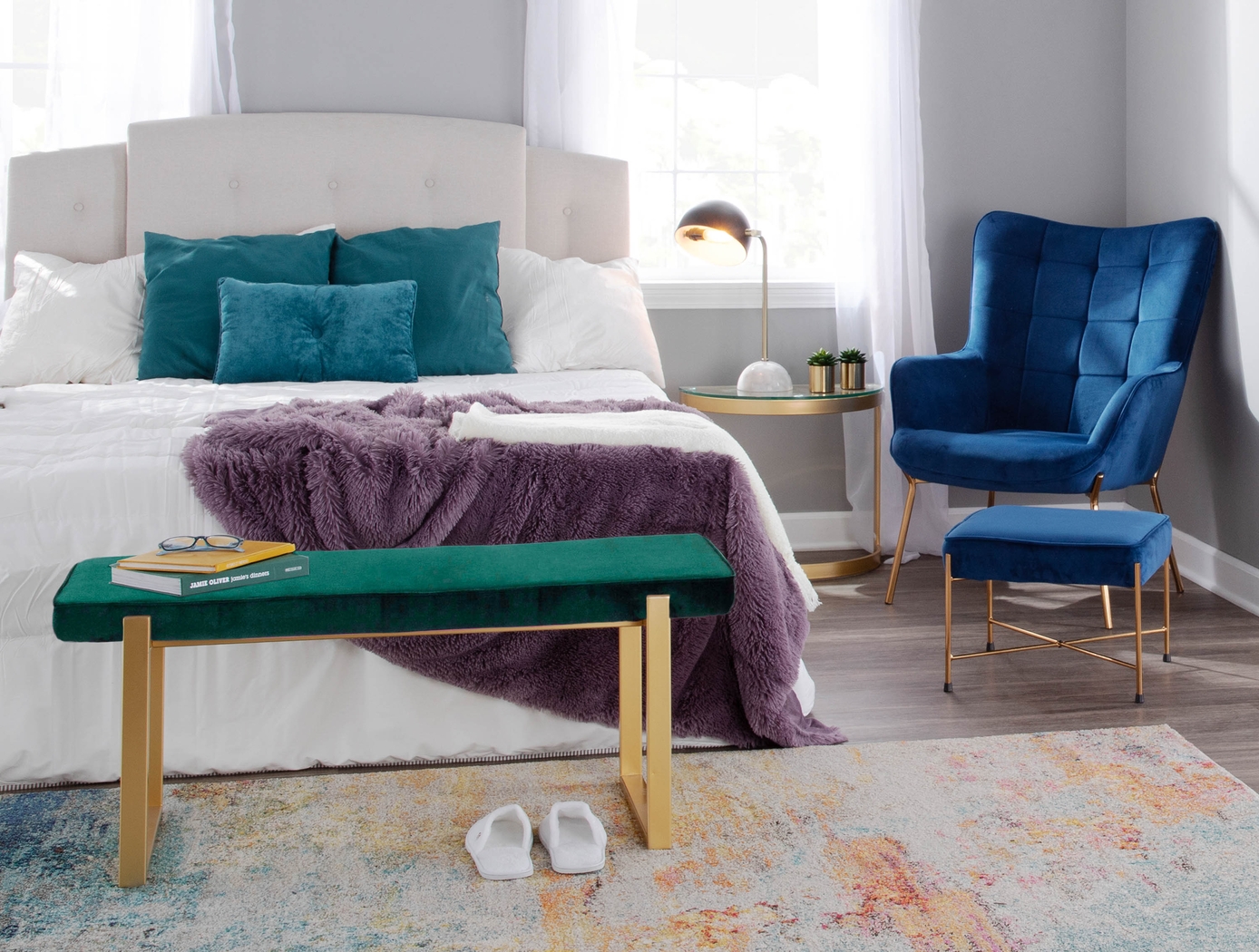 Desmare Blue Accent Chair and Ottoman - Thumbnail - Image 10