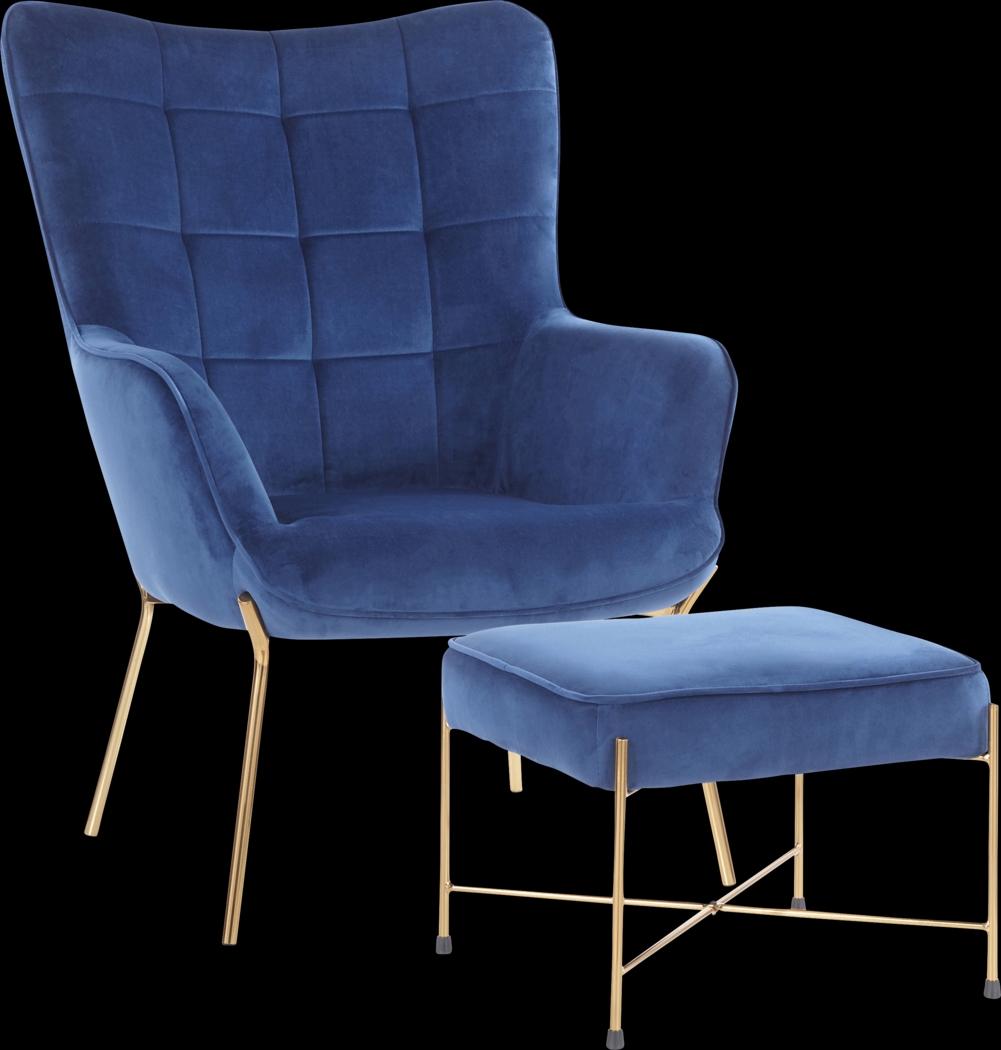Desmare Blue Accent Chair and Ottoman - Thumbnail - Image 1