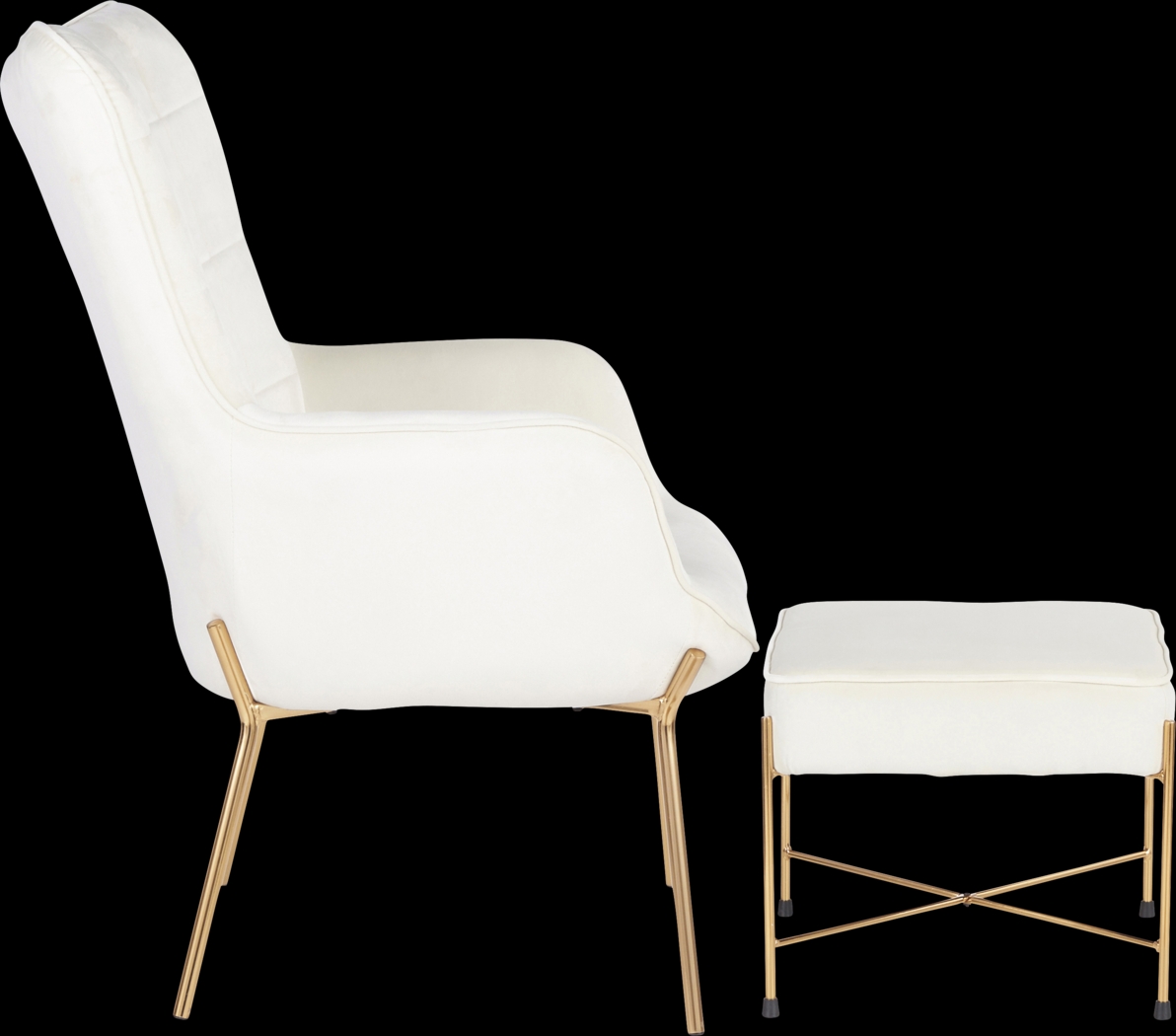 Desmare Cream Accent Chair and Ottoman - Thumbnail - Image 2