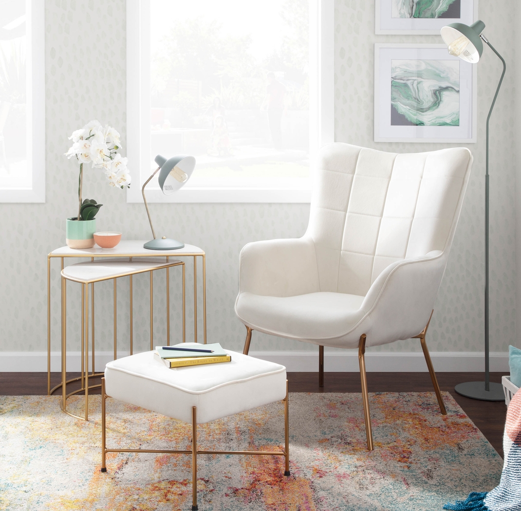 Desmare Cream Accent Chair and Ottoman - Thumbnail - Image 8