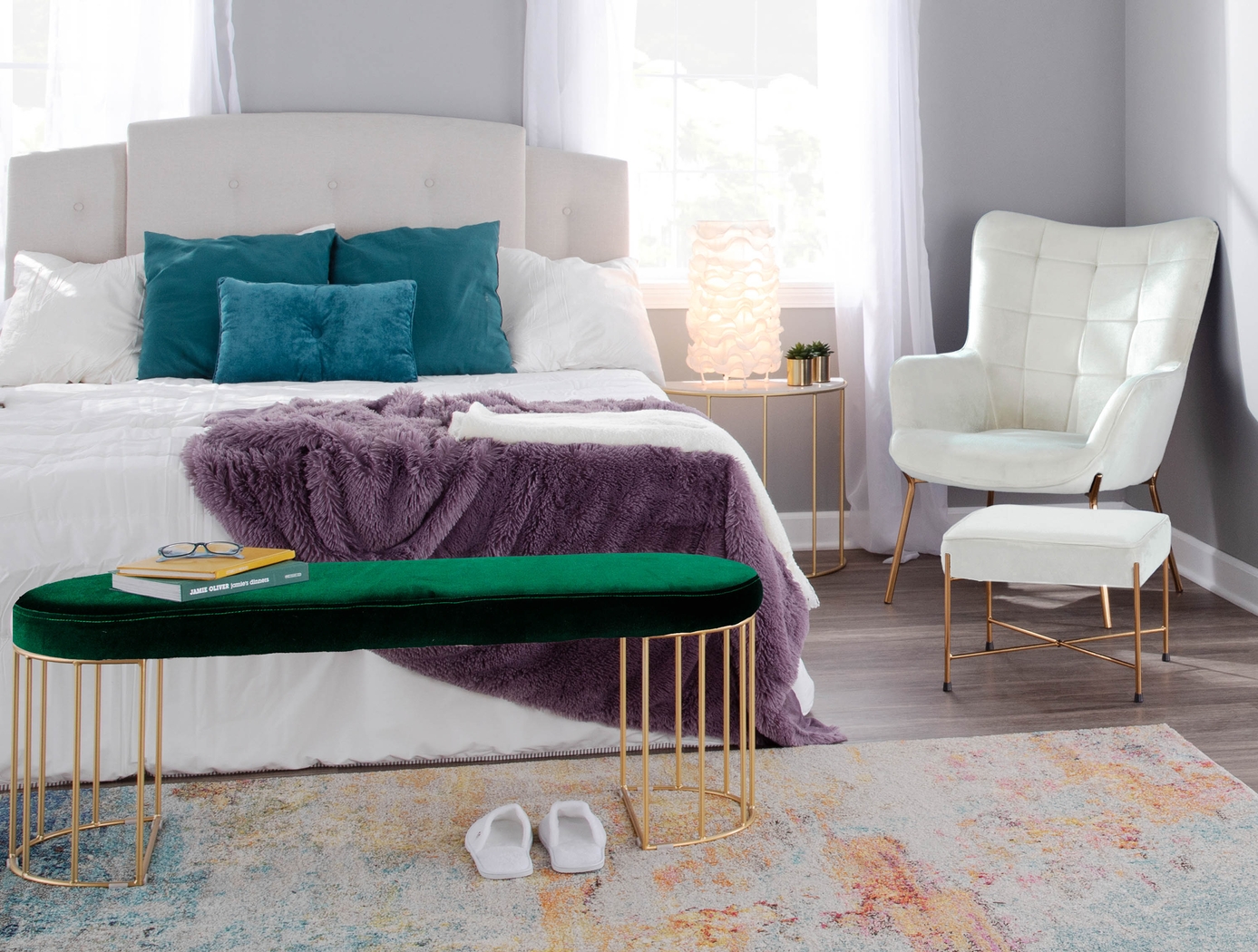 Desmare Cream Accent Chair and Ottoman - Thumbnail - Image 9