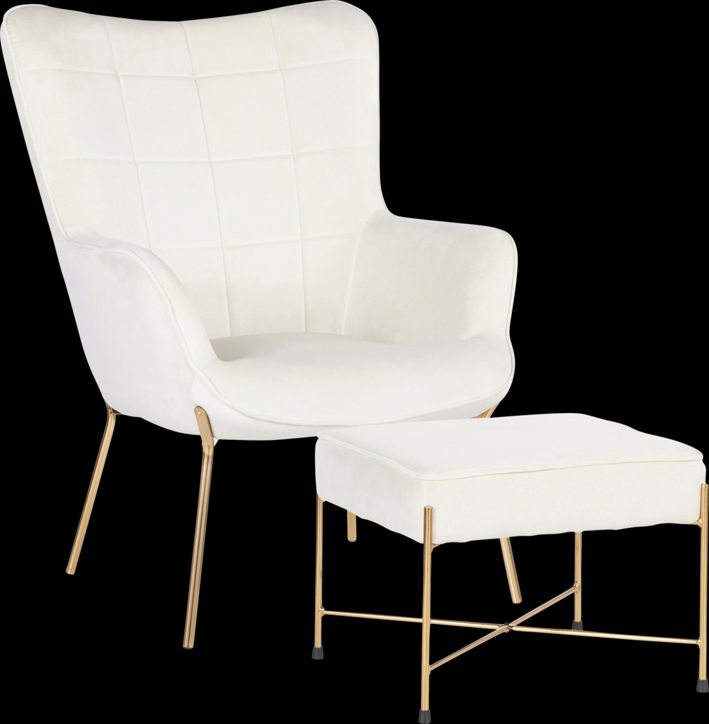 Desmare Cream Accent Chair and Ottoman - Thumbnail - Image 1