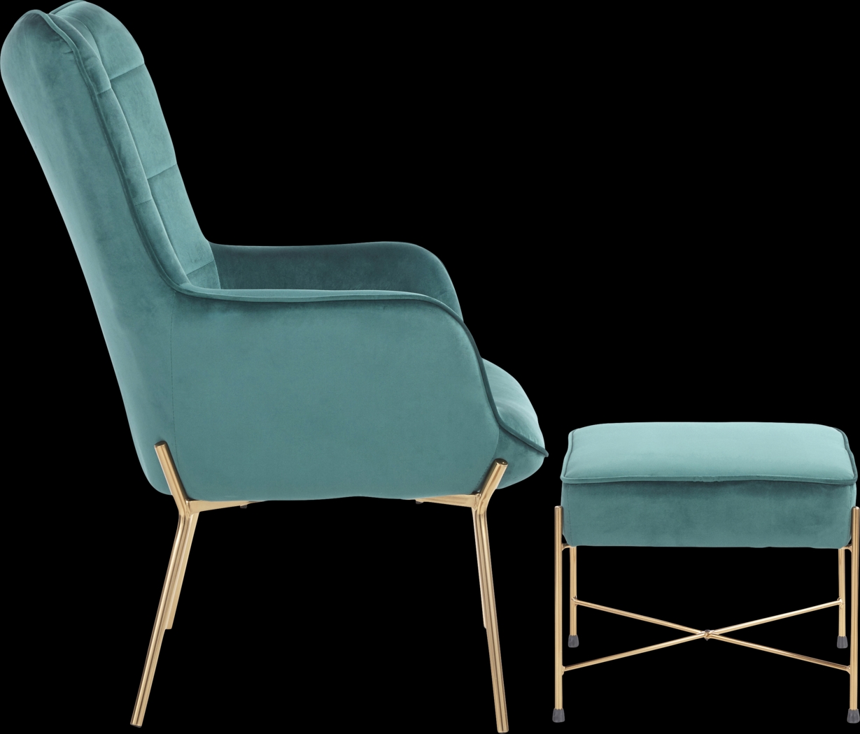 Desmare Green Accent Chair and Ottoman - Thumbnail - Image 2