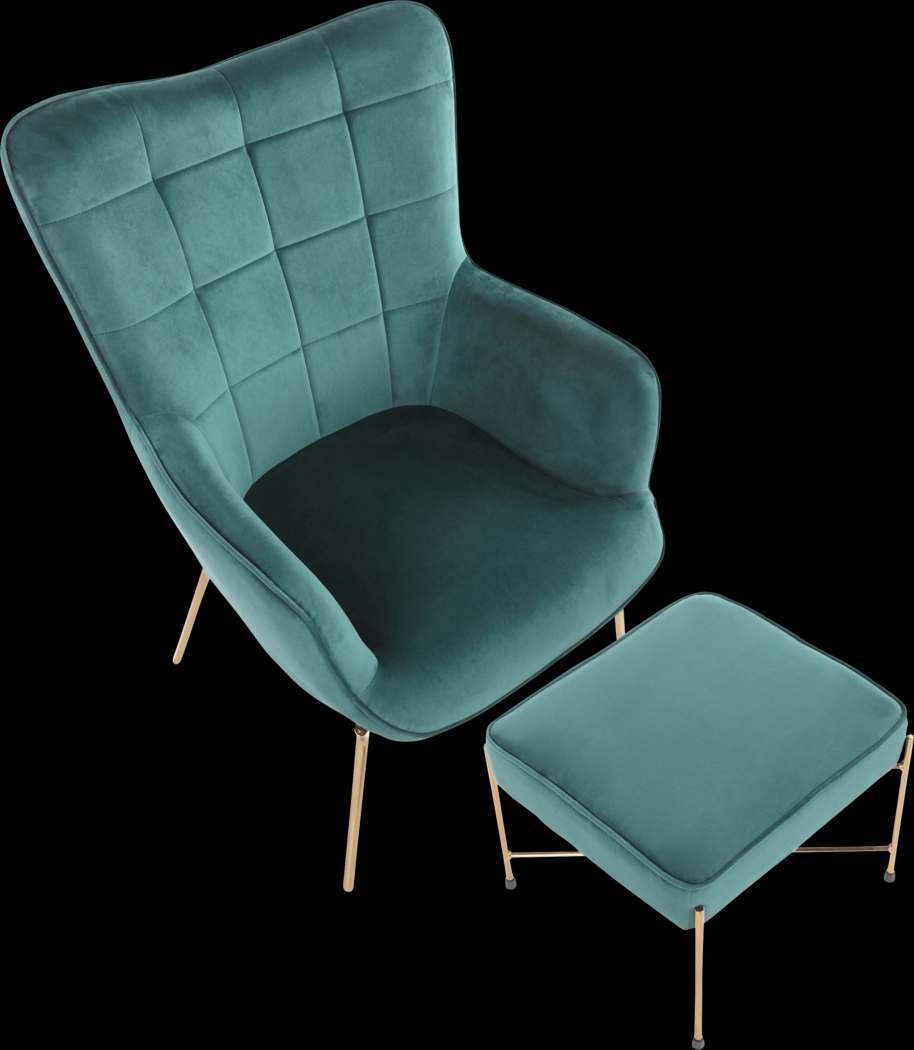 Desmare Green Accent Chair and Ottoman - Thumbnail - Image 6