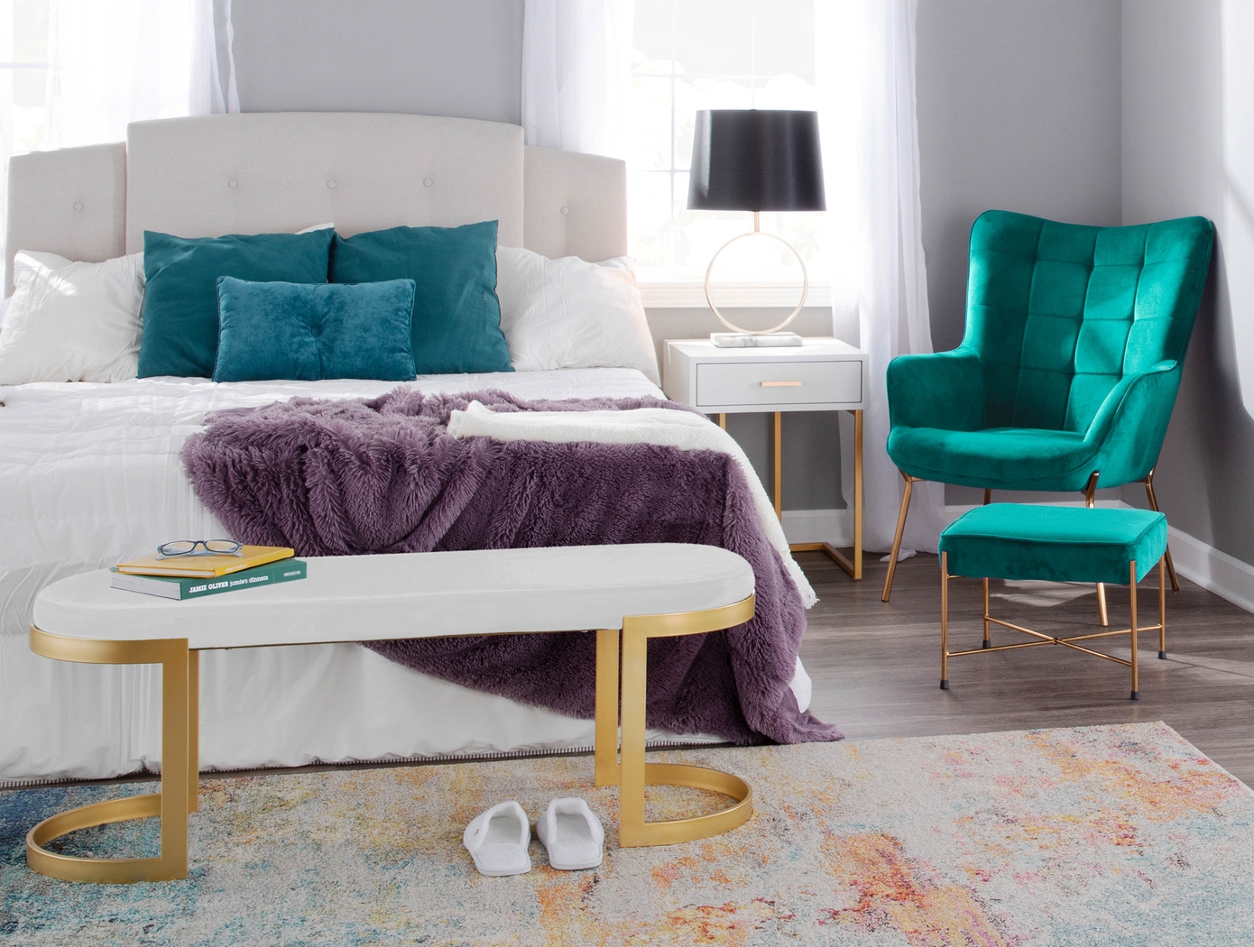 Desmare Green Accent Chair and Ottoman - Thumbnail - Image 9