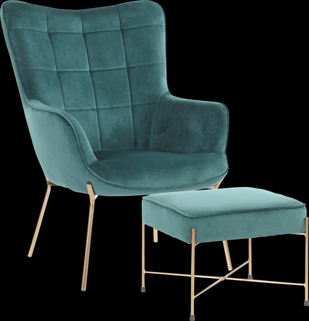 Desmare Green Accent Chair and Ottoman - Thumbnail - Image 1