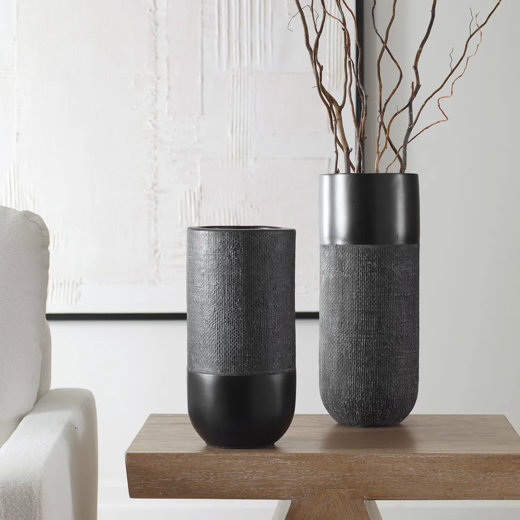 Destra Black Vase, Set of 2 - Thumbnail - Image 3