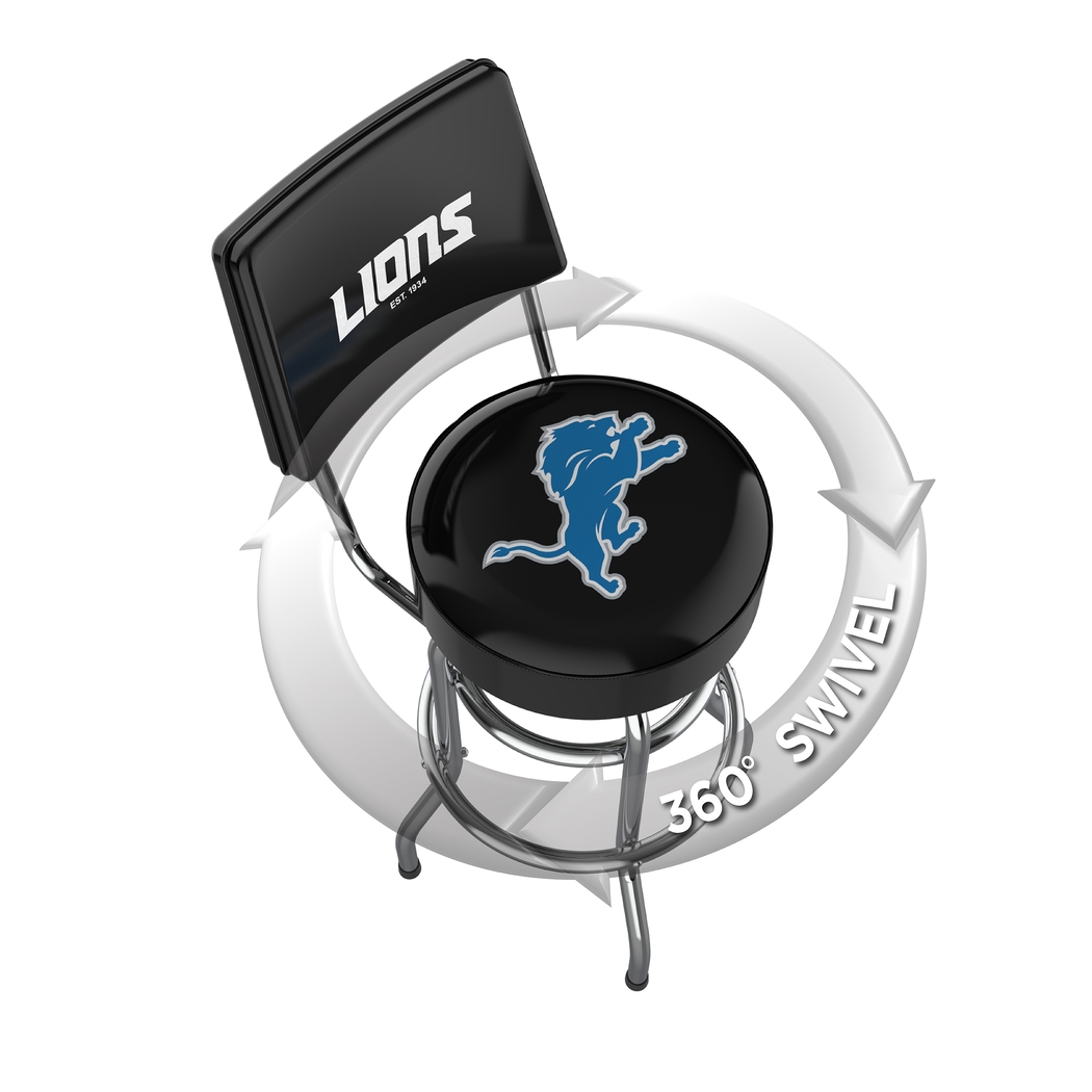 Detroit Lions Black Swivel Barstool with Back - Thumbnail - Image 3