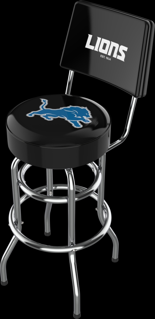 Detroit Lions Black Swivel Barstool with Back - Thumbnail - Image 1