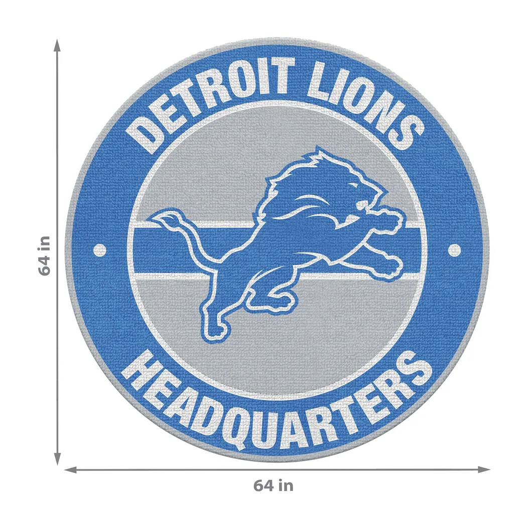 Detroit Lions Blue 5' Round Headquarters Rug - Thumbnail - Image 2