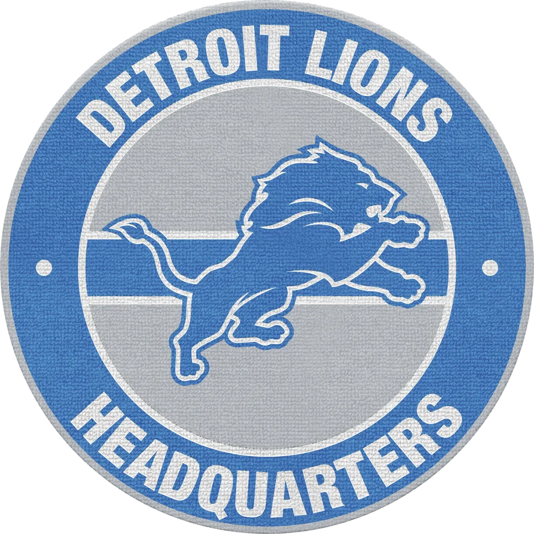 Detroit Lions Blue 5' Round Headquarters Rug - Thumbnail - Image 1
