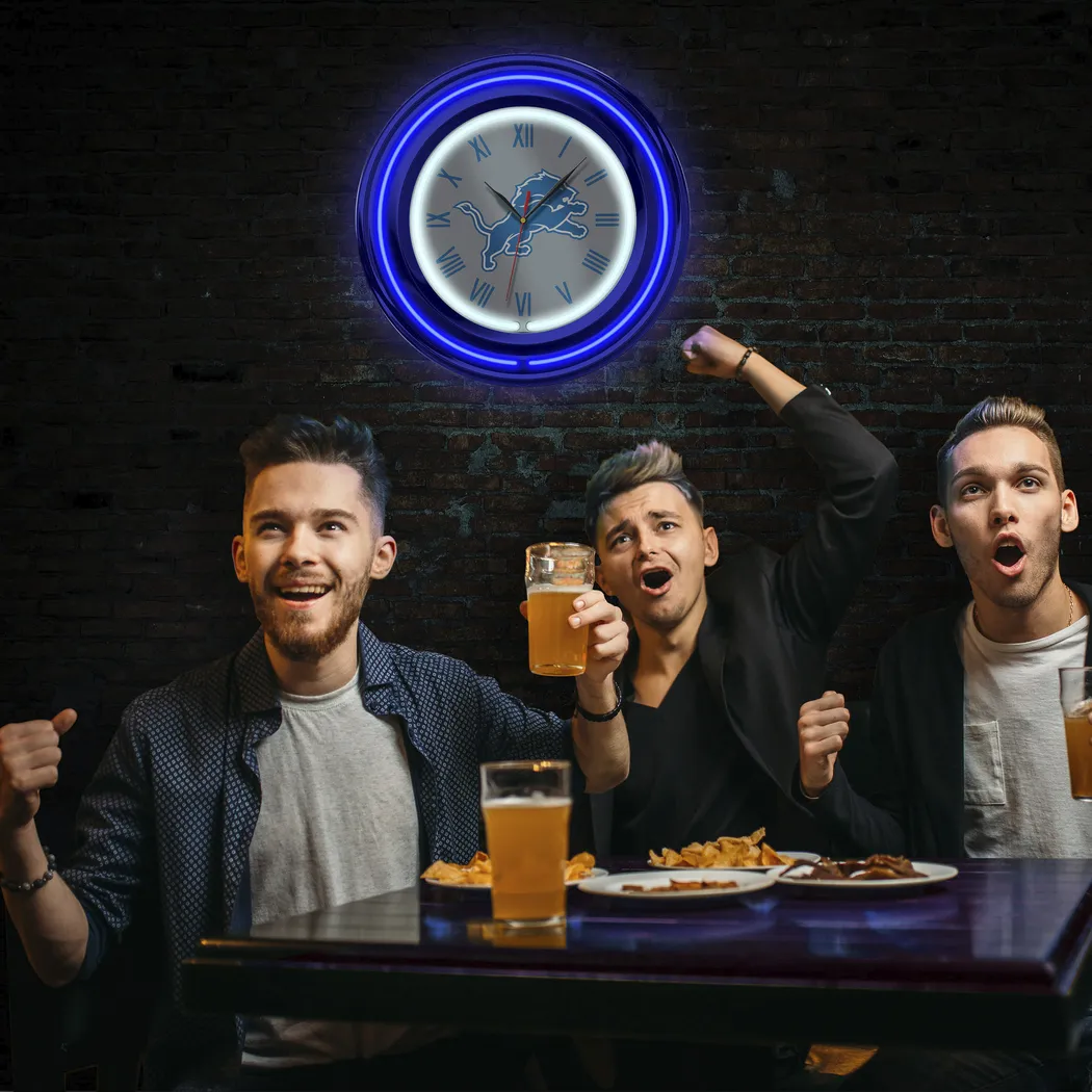 Detroit Lions Gray Neon Wall Clock - Thumbnail - Image 5