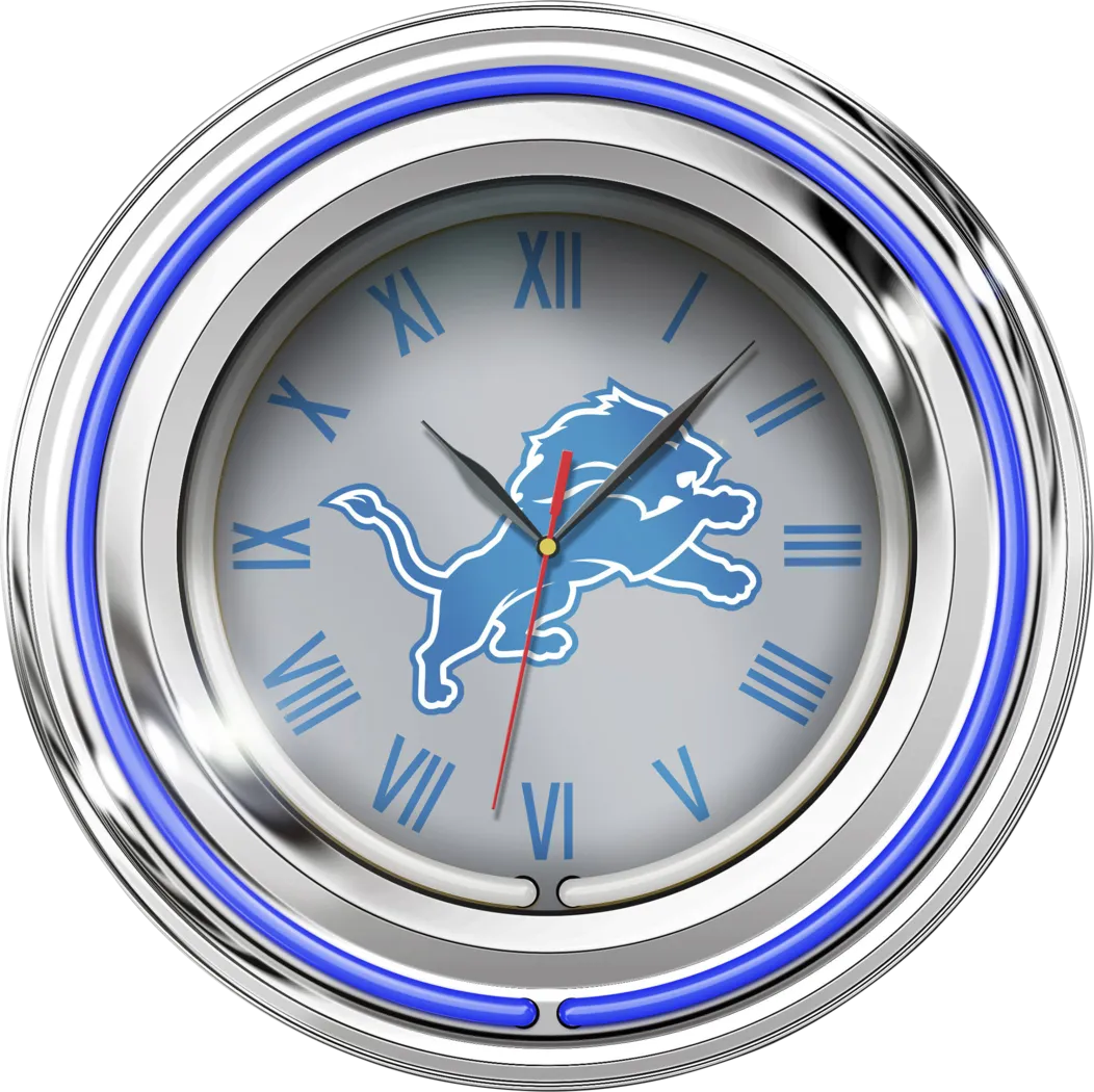 Detroit Lions Gray Neon Wall Clock - Thumbnail - Image 1