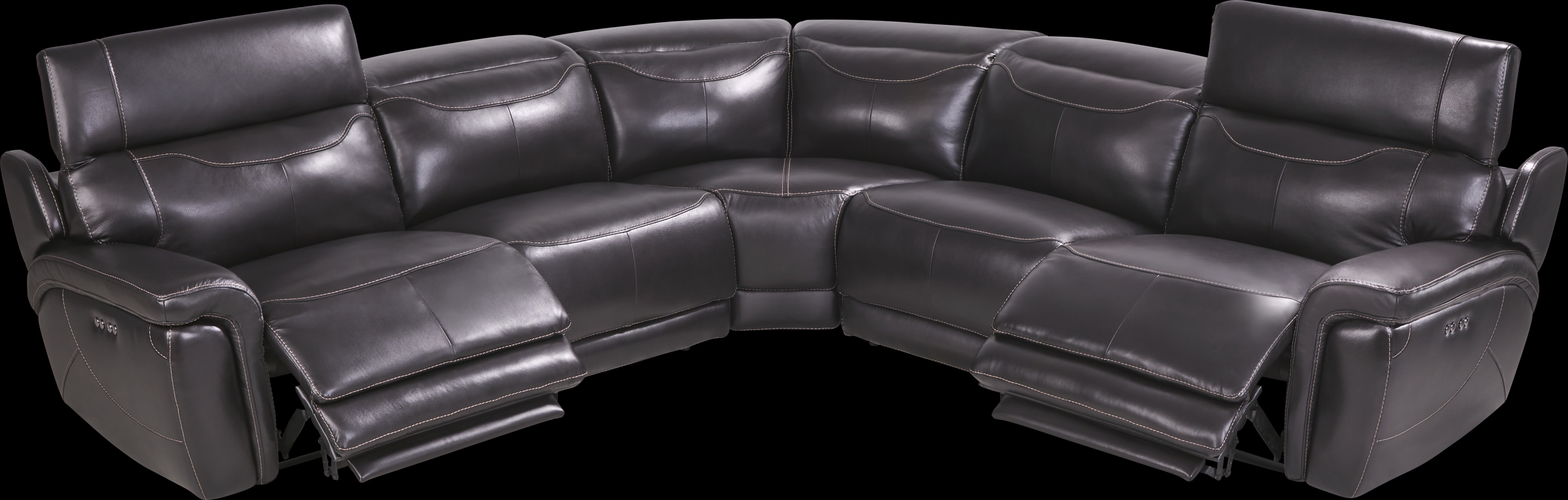 Devero Black Leather 8 Pc Dual Power Reclining Sectional Living Room - Thumbnail - Image 3