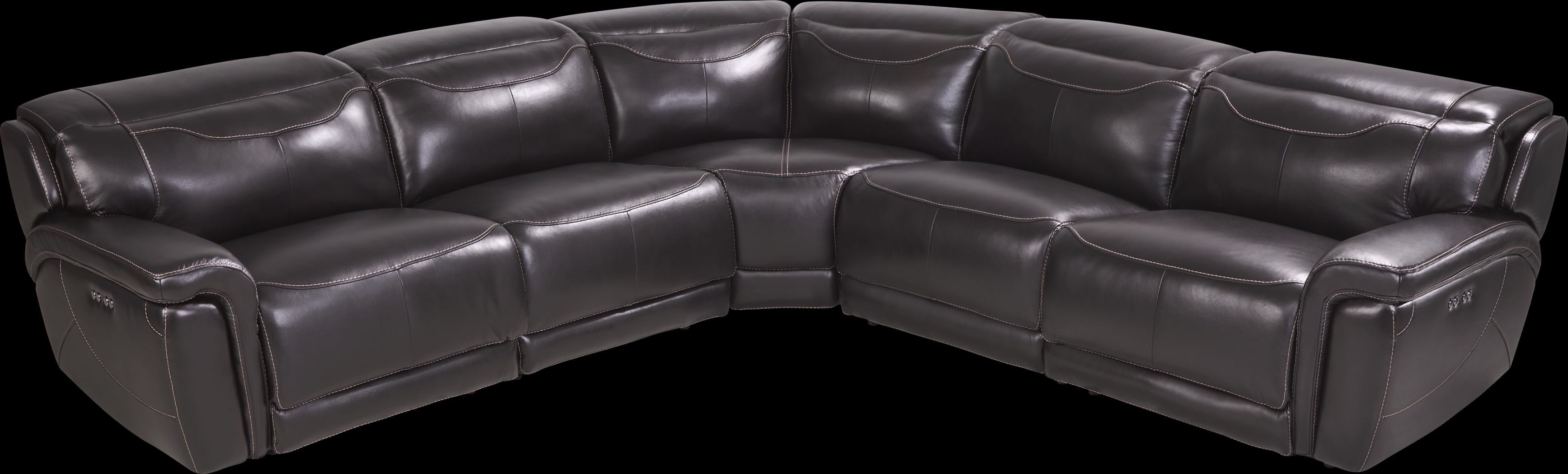 Devero Black Leather 8 Pc Dual Power Reclining Sectional Living Room - Thumbnail - Image 2
