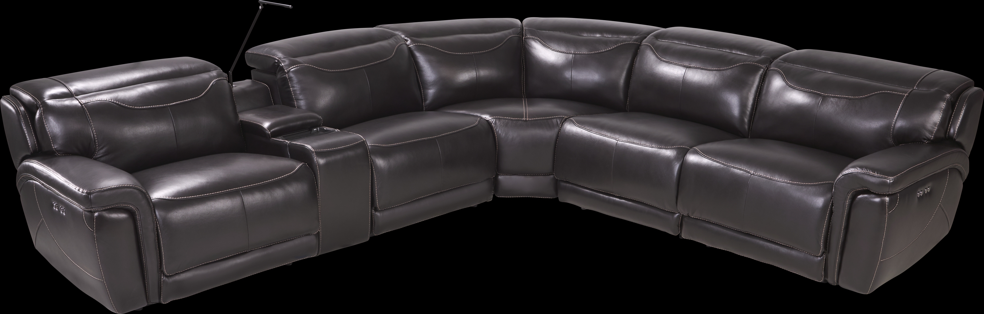 Devero Black Leather 9 Pc Dual Power Reclining Sectional Living Room - Thumbnail - Image 3