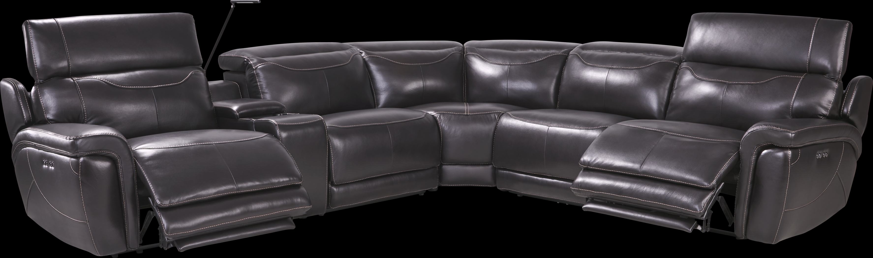 Devero Black Leather 9 Pc Dual Power Reclining Sectional Living Room - Thumbnail - Image 4
