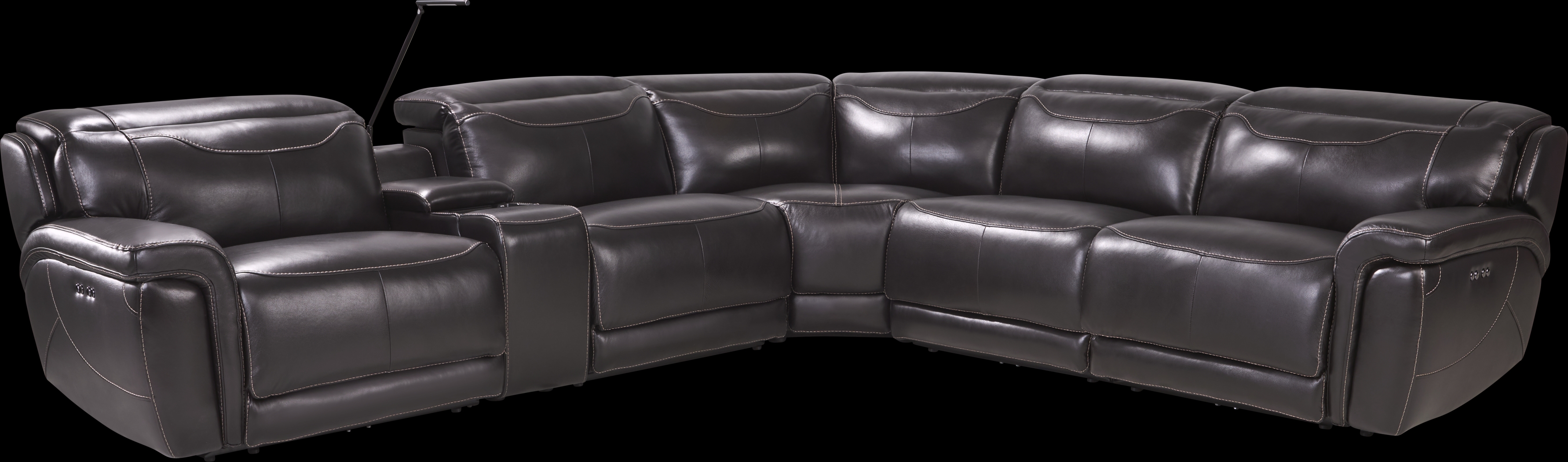 Devero Black Leather 9 Pc Dual Power Reclining Sectional Living Room - Thumbnail - Image 2