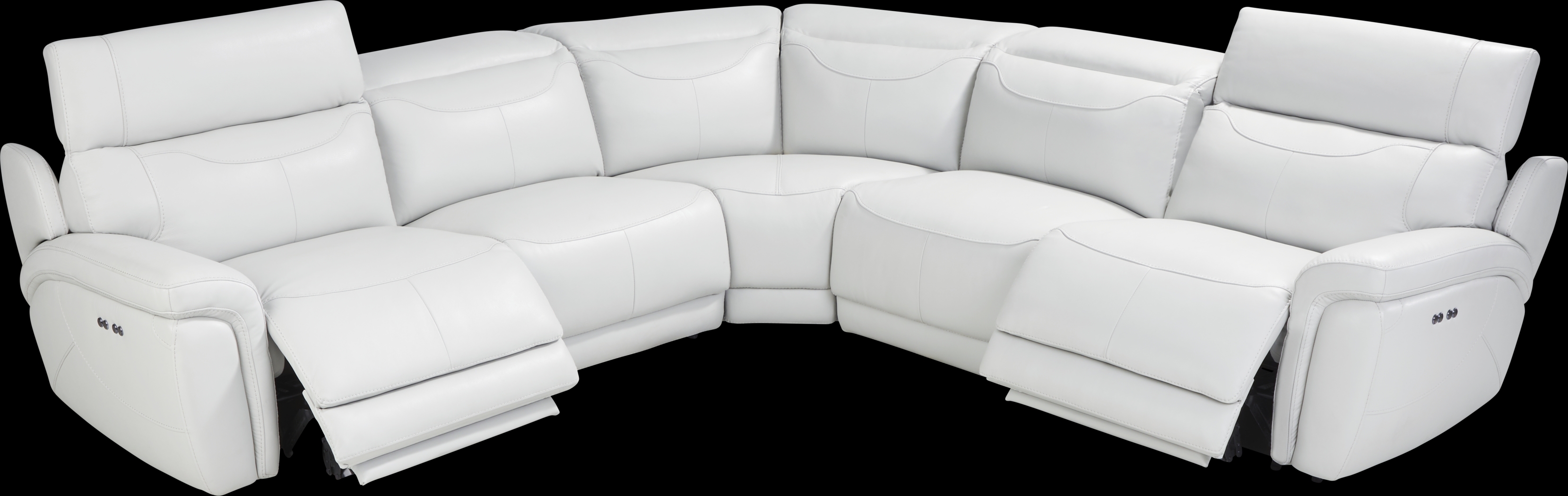 Devero Gray Leather 5 Pc Dual Power Reclining Sectional - Thumbnail - Image 3