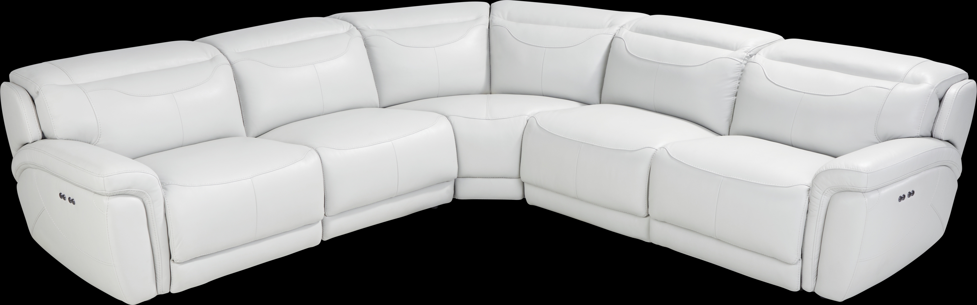 Devero Gray Leather 5 Pc Dual Power Reclining Sectional - Thumbnail - Image 1