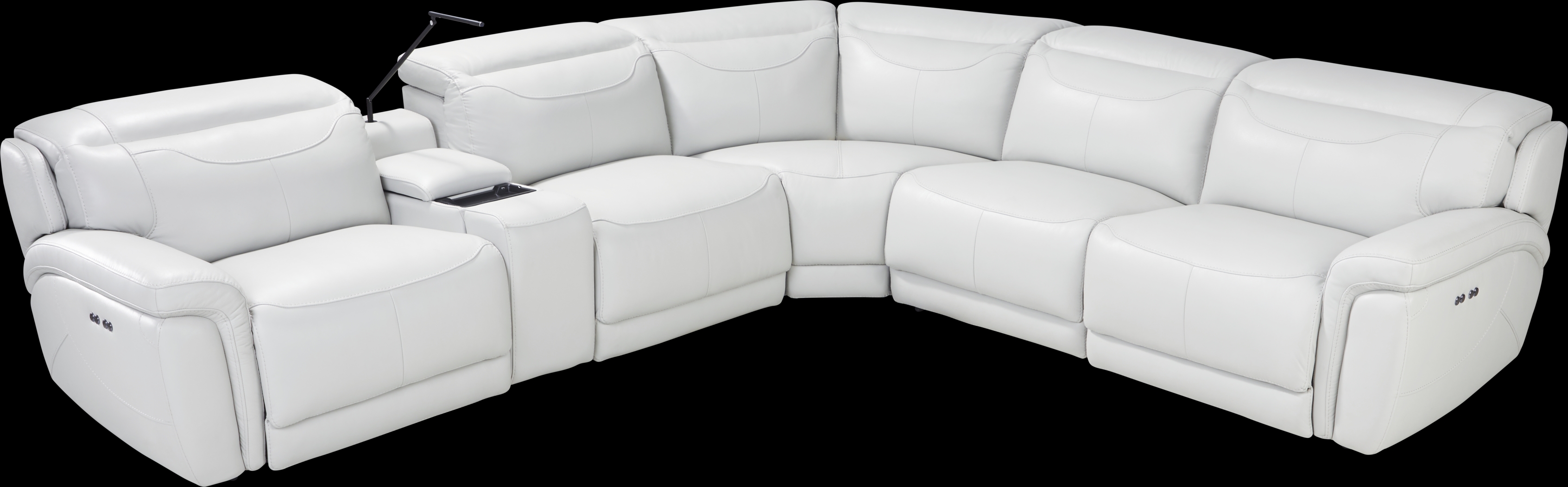 Devero Gray Leather 6 Pc Dual Power Reclining Sectional - Thumbnail - Image 3