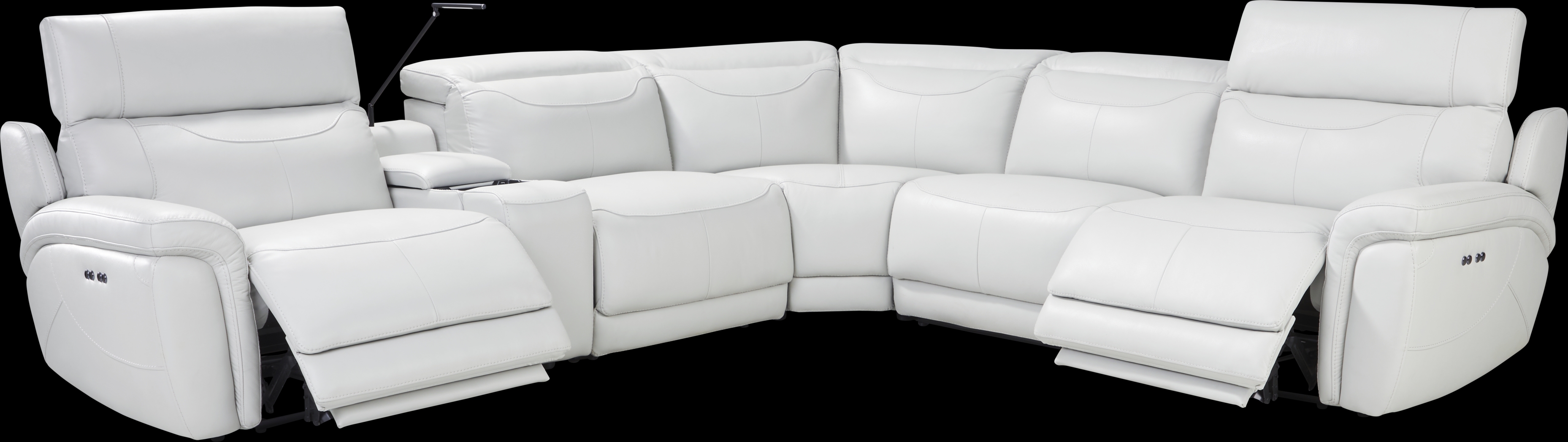 Devero Gray Leather 6 Pc Dual Power Reclining Sectional - Thumbnail - Image 4
