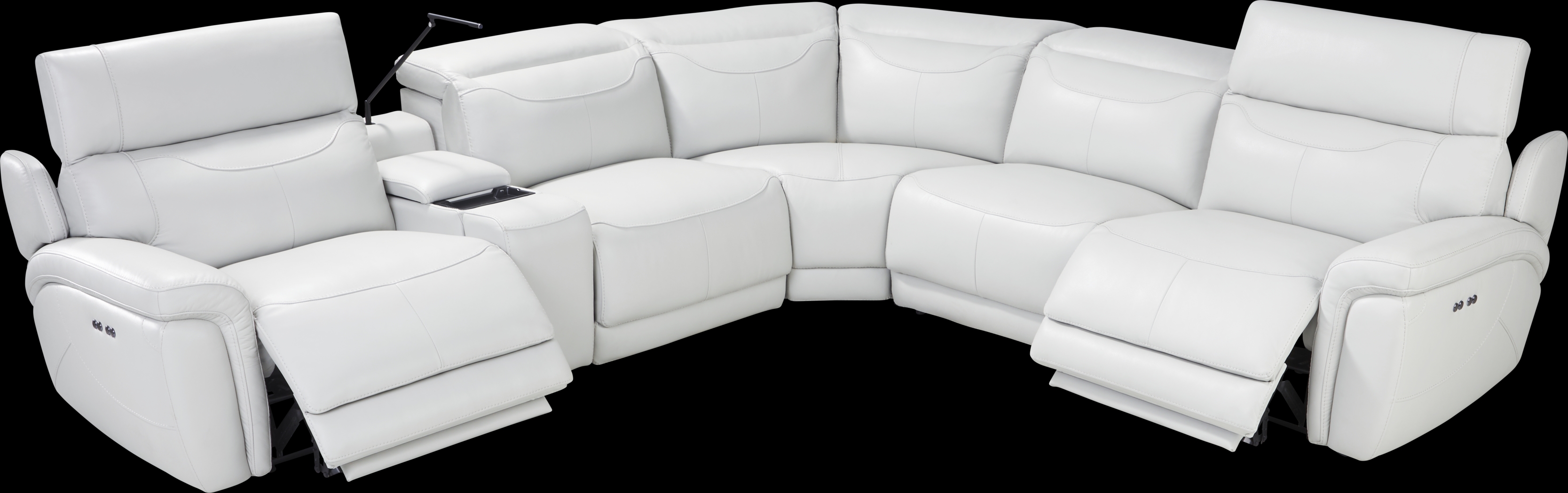 Devero Gray Leather 9 Pc Dual Power Reclining Sectional Living Room - Thumbnail - Image 5