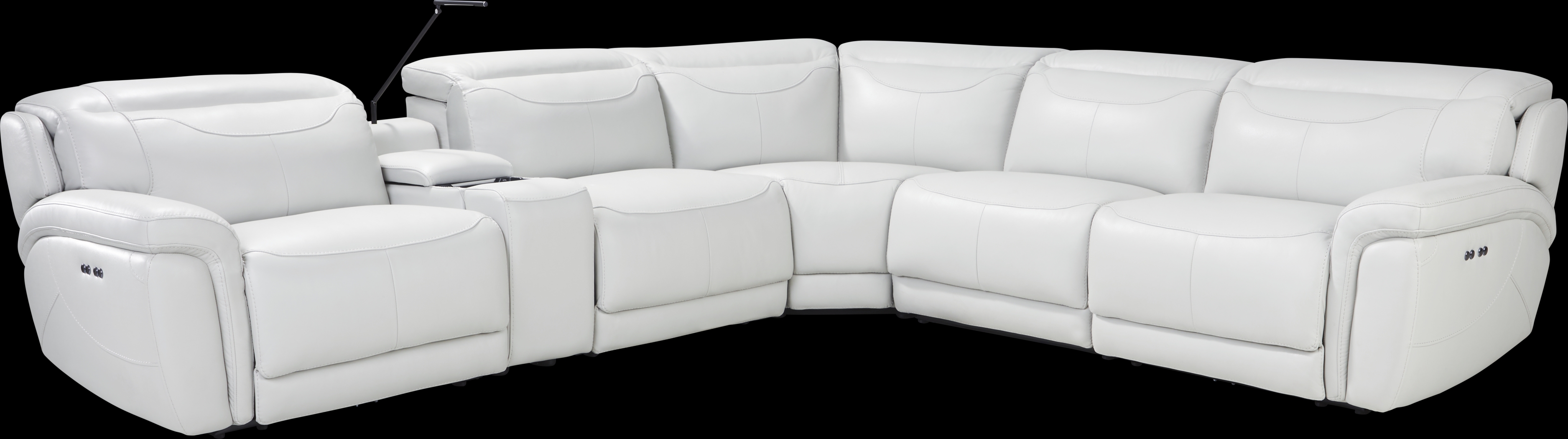 Devero Gray Leather 6 Pc Dual Power Reclining Sectional - Thumbnail - Image 1