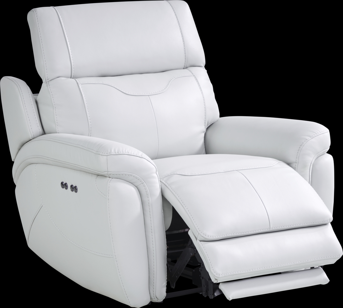 Devero Gray Leather Dual Power Recliner - Thumbnail - Image 2
