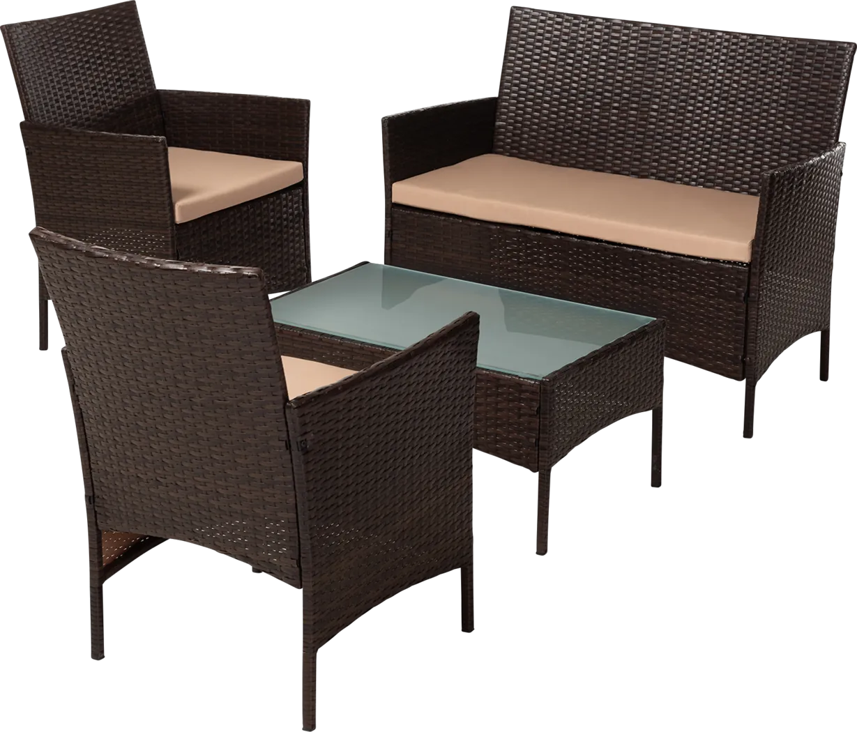 Devoli Brown 4 Pc Outdoor Seating Set - Thumbnail - Image 1