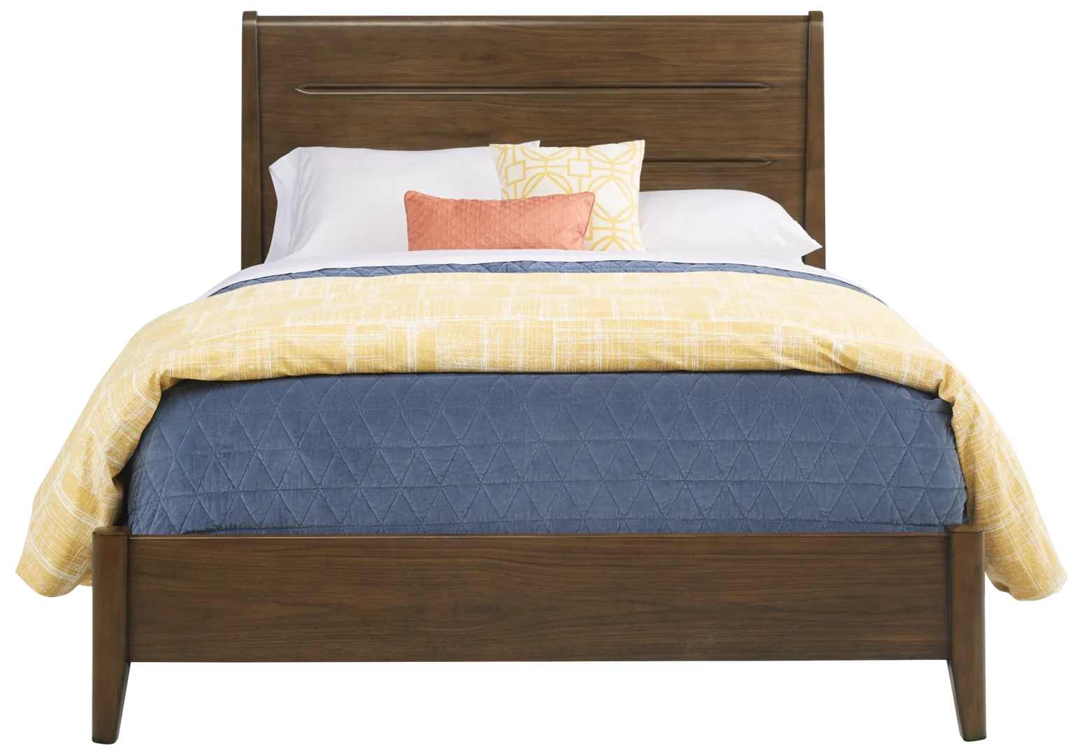 walnut 3 pc queen panel bed