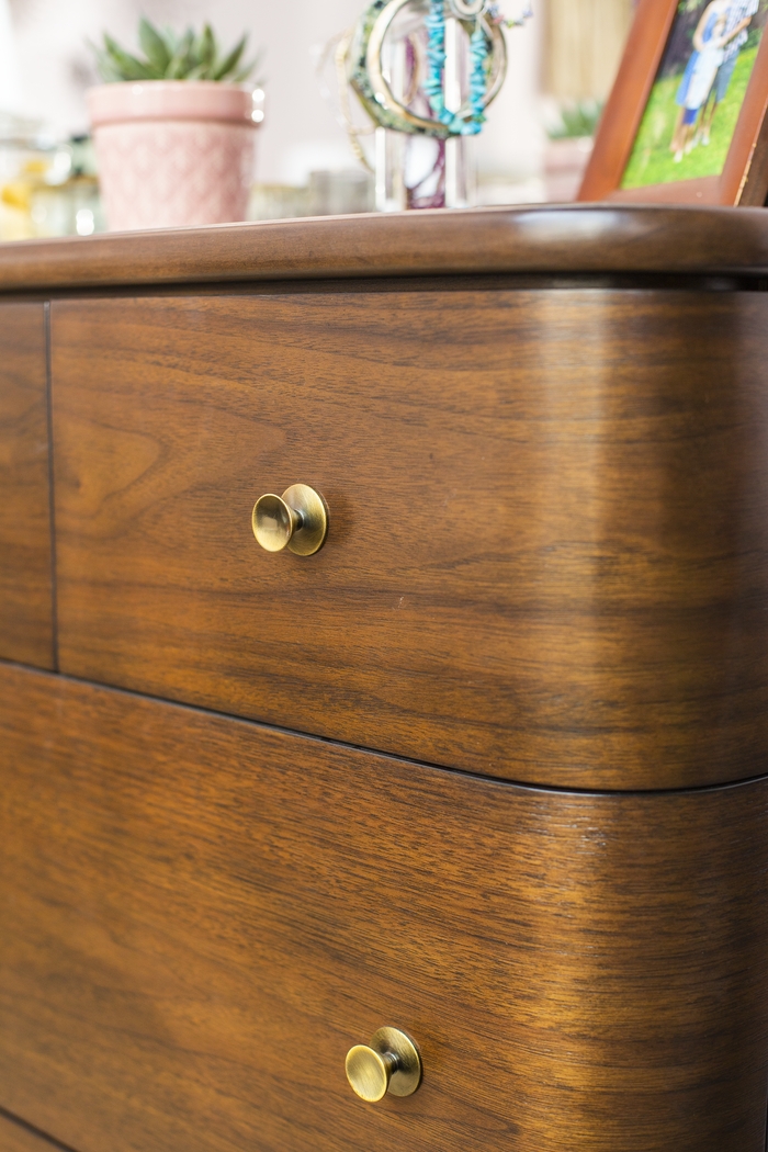 Devon Loft Walnut 7 Pc Bedroom with Nanton Park Blue Queen Upholstered Bed - Thumbnail - Image 5