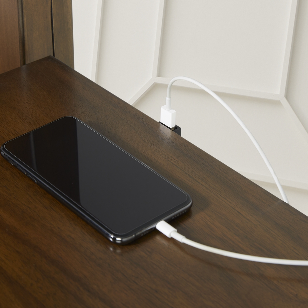 Devon Loft Walnut 7 Pc Bedroom with Nanton Park Blue Queen Upholstered Bed - Thumbnail - Image 7