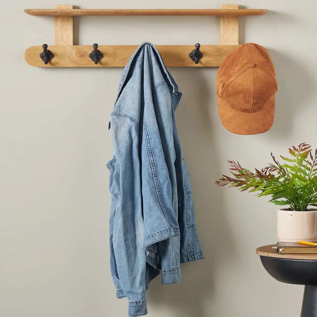 Dezza Brown Coat Hook with Shelf - Thumbnail - Image 2