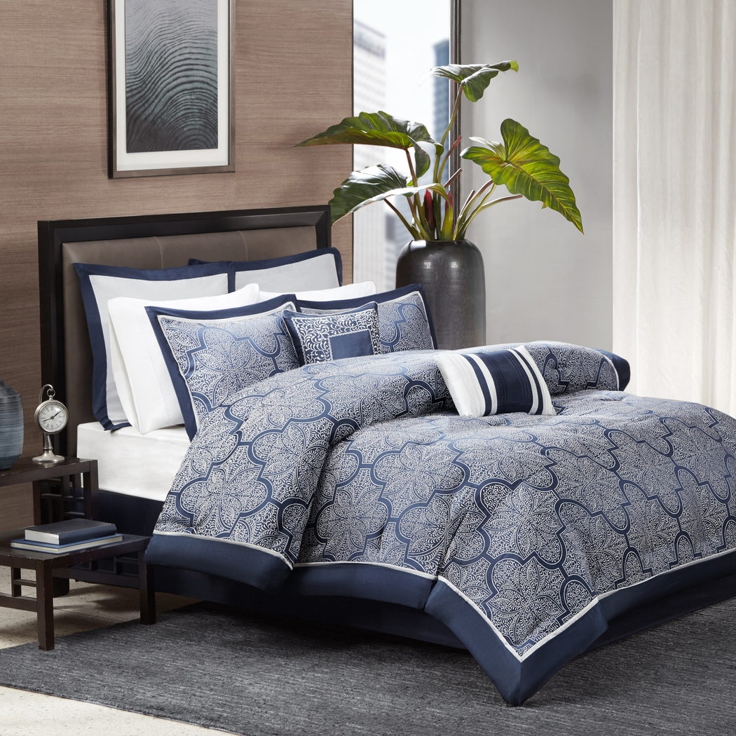 Diala Navy 8 Pc California King Comforter Set - Thumbnail - Image 2